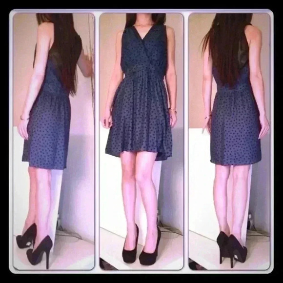 BCBGeneration Polka Dot Dark Blue Dress - Picture 2 of 5